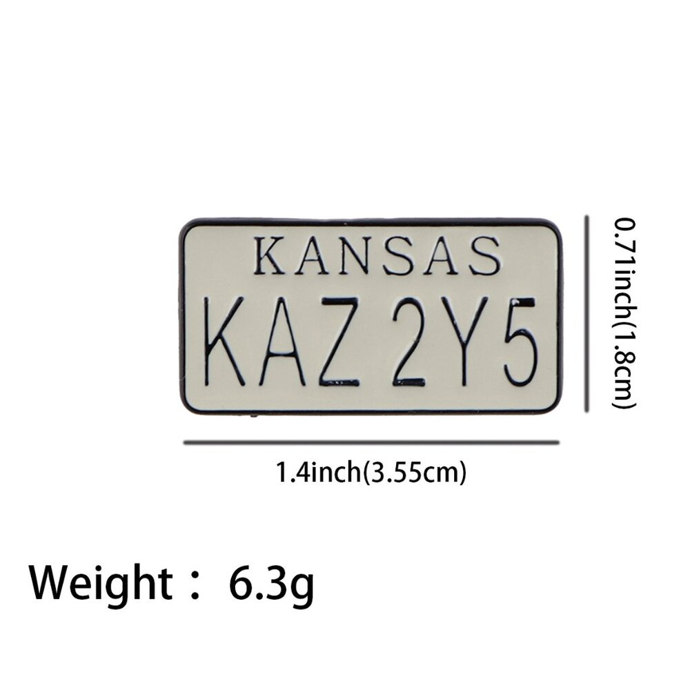 SUPERNATURAL IMPALA KS LICENSE PLATE ‘KAZ 2Y5’ ENAMEL PIN LAPEL PIN BROOCH NWT - Picture 11 of 14